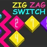 Farverige diamanter med tal og en zigzag-form på en mørk baggrund med teksten ZIG ZAG SWITCH